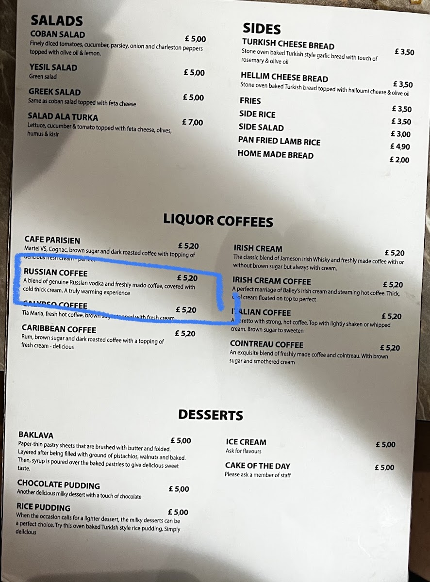 Menu Levante Restaurant (Lewisham)-1